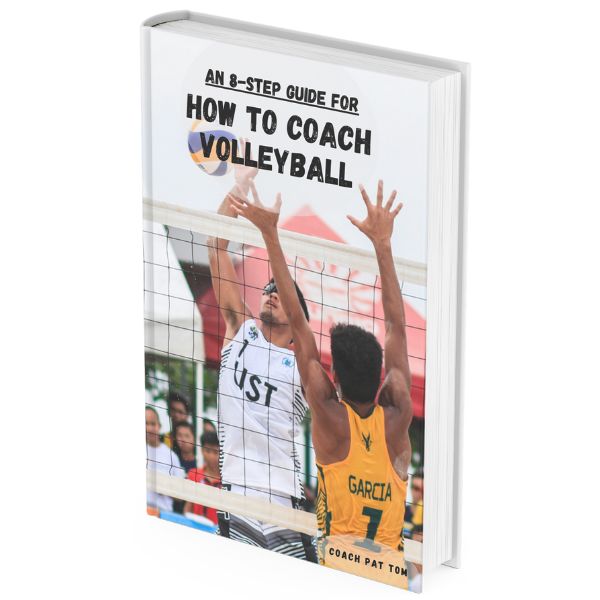 book with a cover title of 'an 8-step guide for how to coach volleyball'